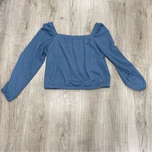 Kids IZ Byer Blue Off Shoulder Crop Long Sleeve Size XXL(18)
